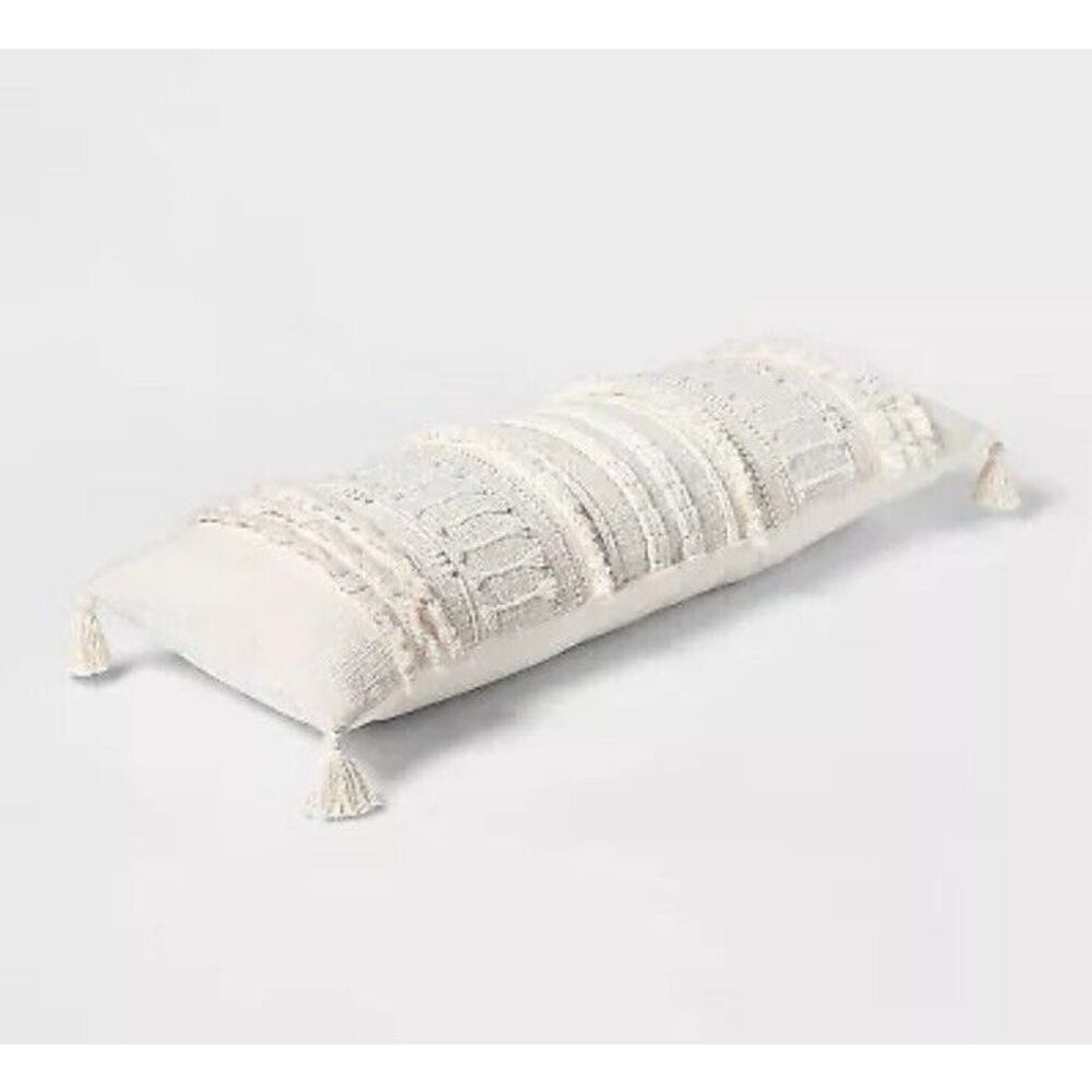 Threshold’s Oversized Oblong Woven Knotted Fringe Decorative Throw Pillow Natura